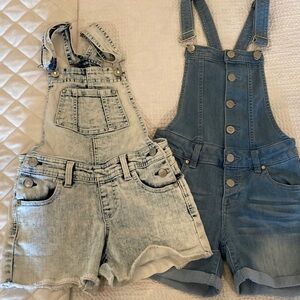 Denim Overalls Shorts Set in Light and Dark Blue